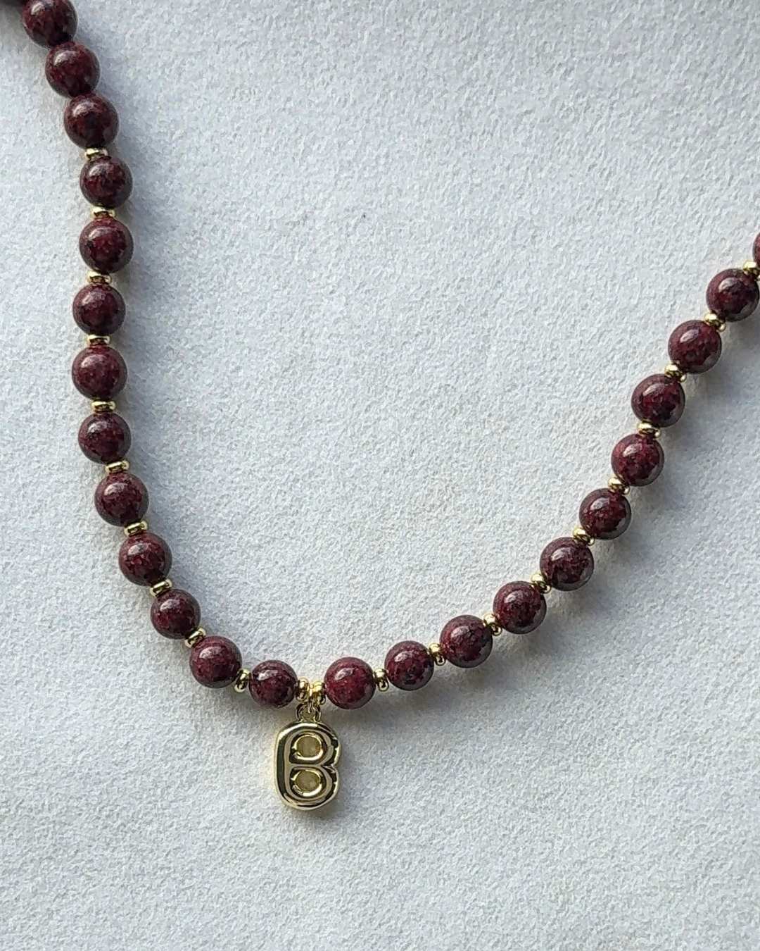 Initial Beaded Gemstone Necklace