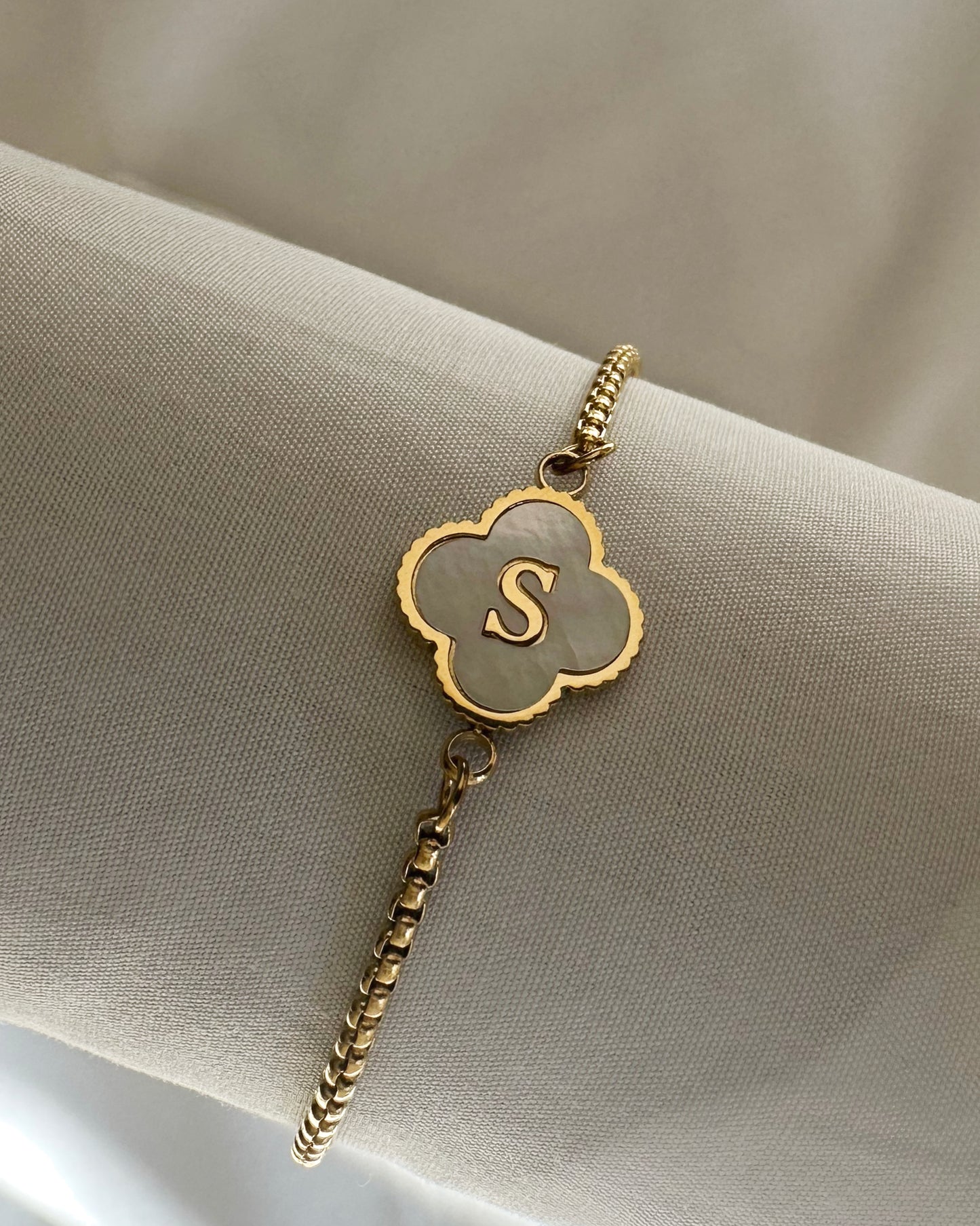 Clover Initial Bracelet