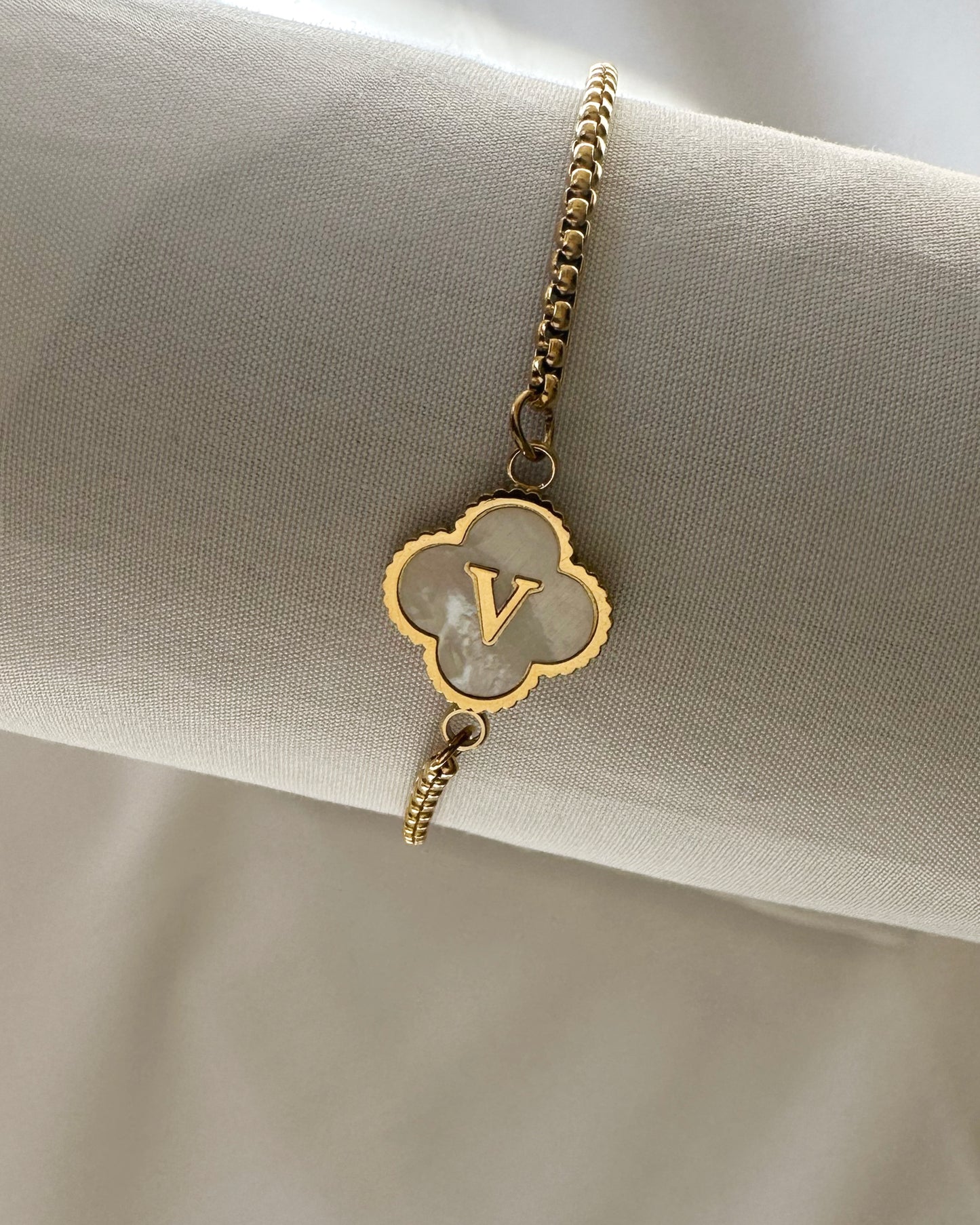 Clover Initial Bracelet
