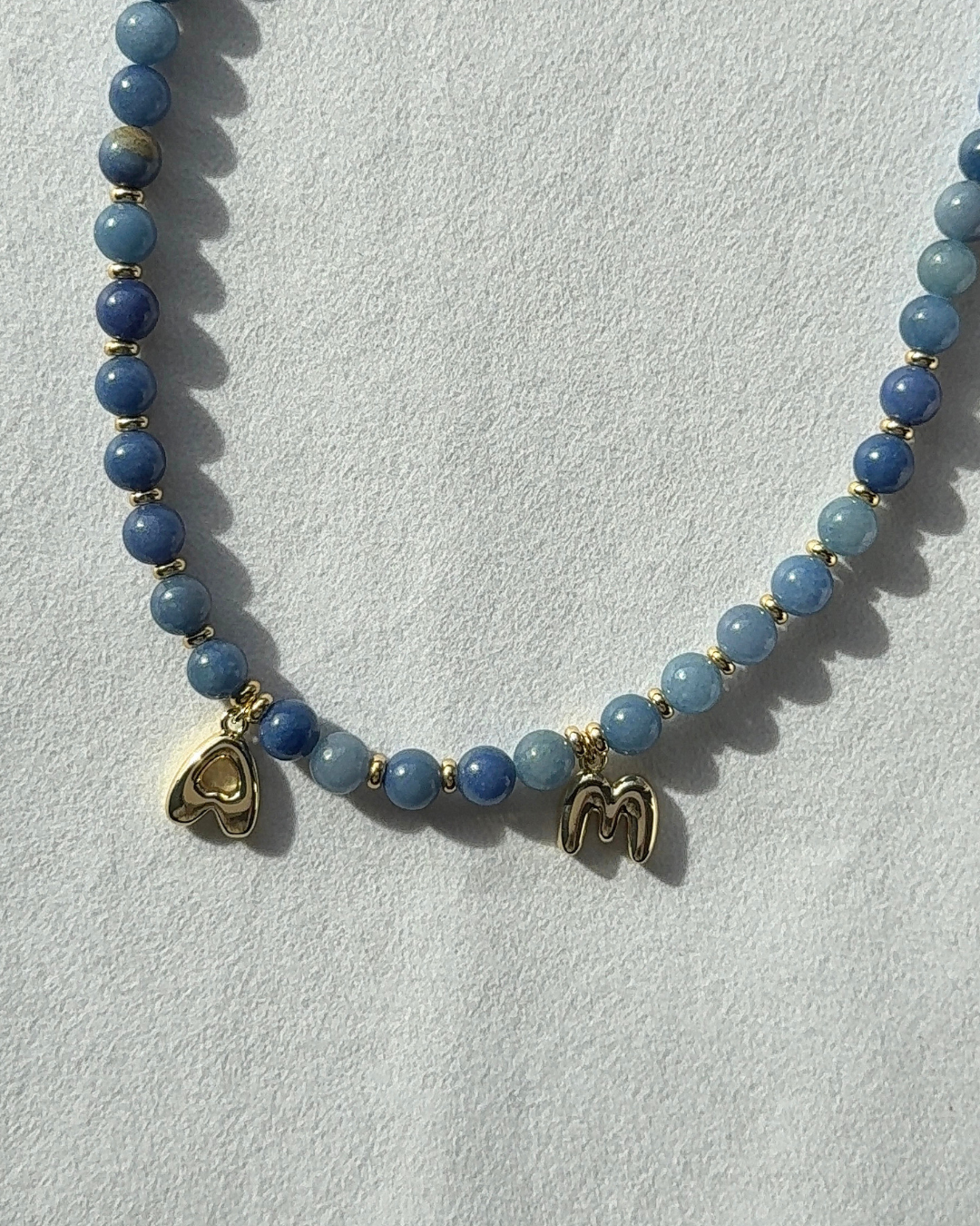 Initial Beaded Gemstone Necklace