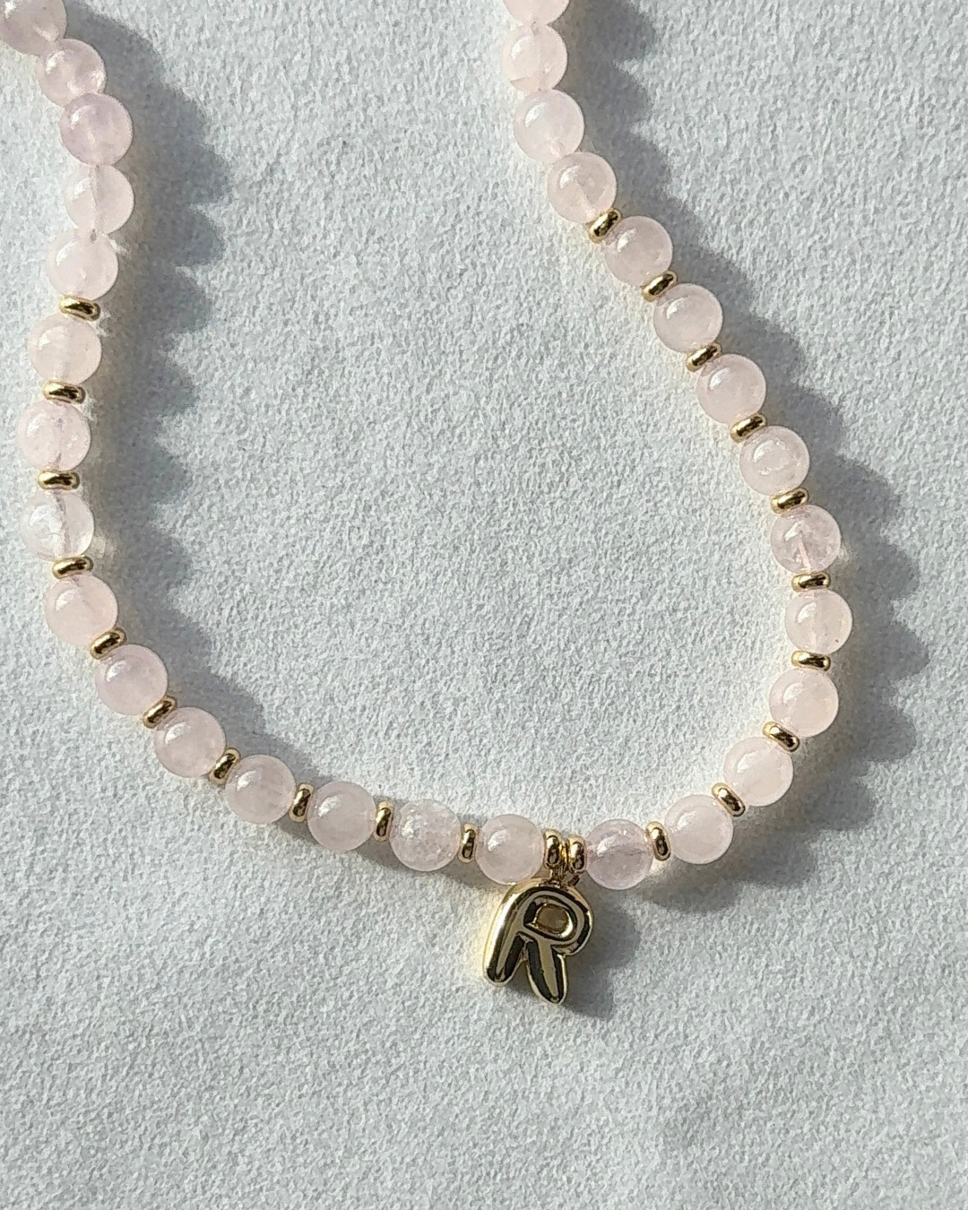 Initial Beaded Gemstone Necklace