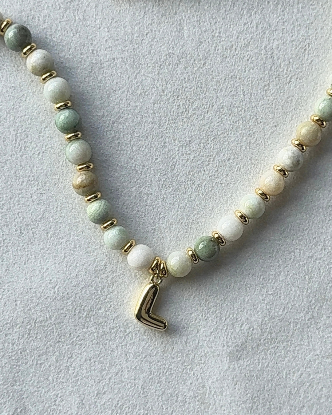 Initial Beaded Gemstone Necklace