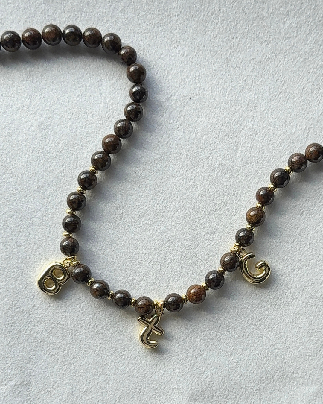 Initial Beaded Gemstone Necklace
