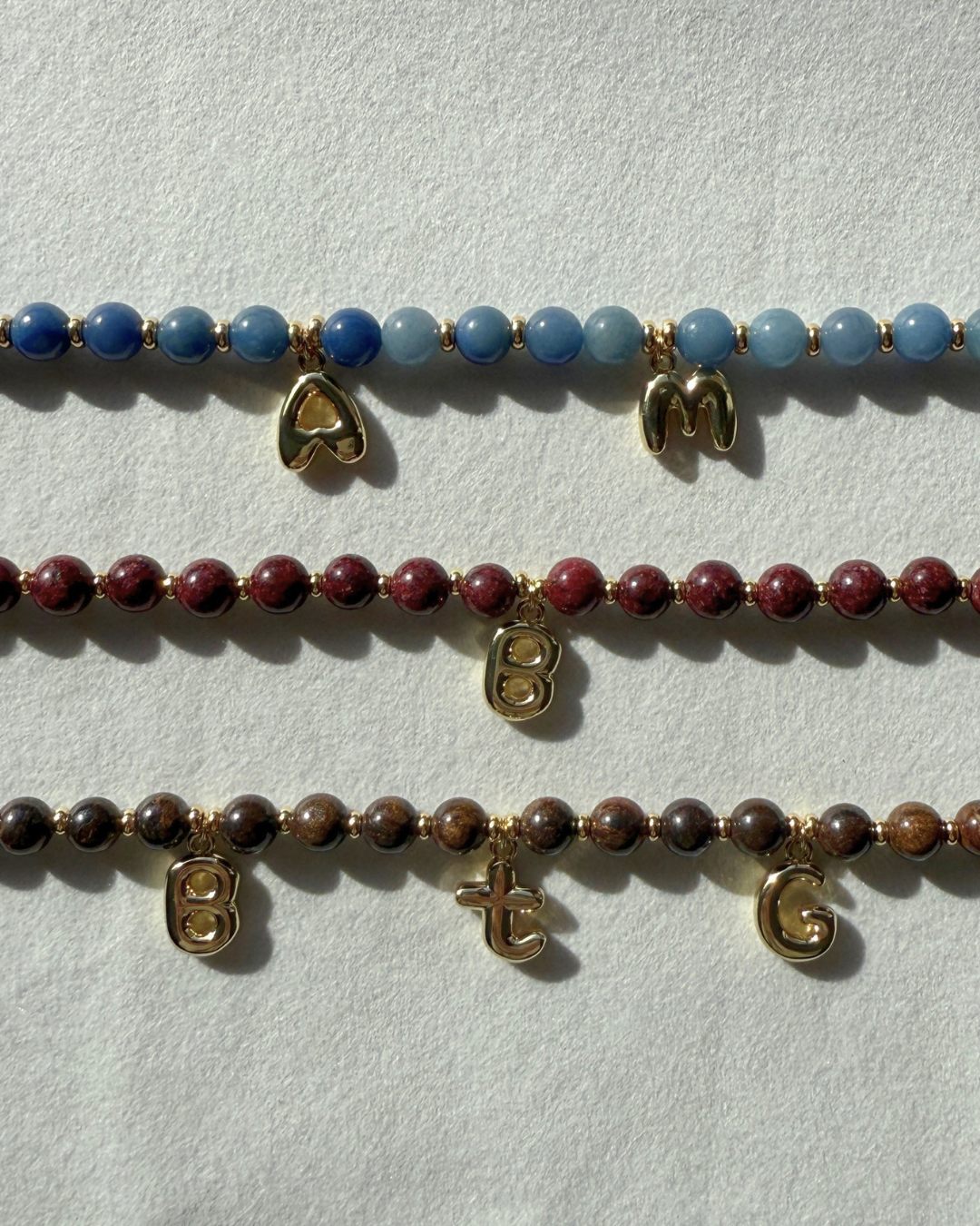 Initial Beaded Gemstone Necklace