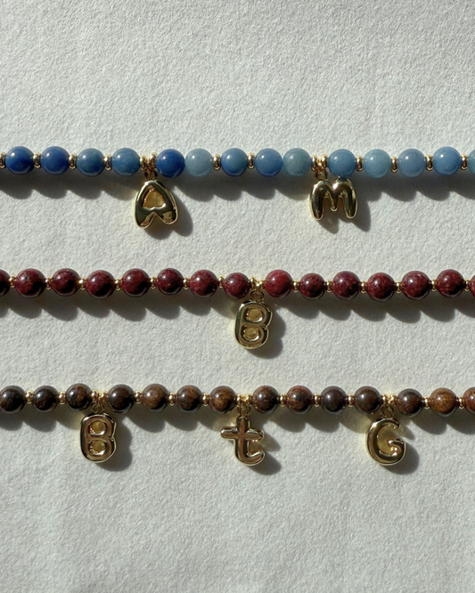 Initial Beaded Gemstone Necklace